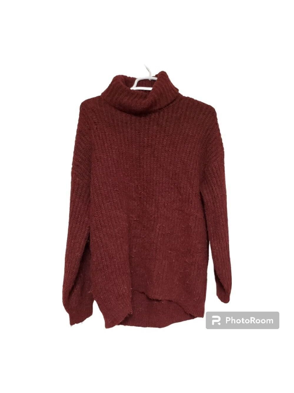 Old Navy Burgundy Cocoon Turtleneck Tunic Sweater Small Cozy Wool Blend